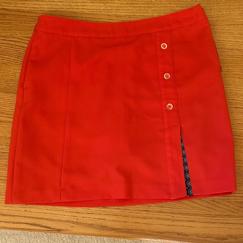 Orange Button-Detail Women's EP golf skort